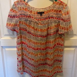 Vintage GAP blouse early 2000’s coral floral 1/2 button down